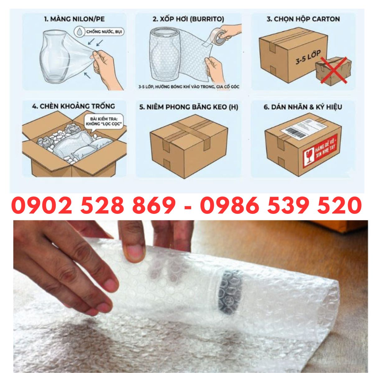 Quy trình đóng gói hàng bằng xốp hơi