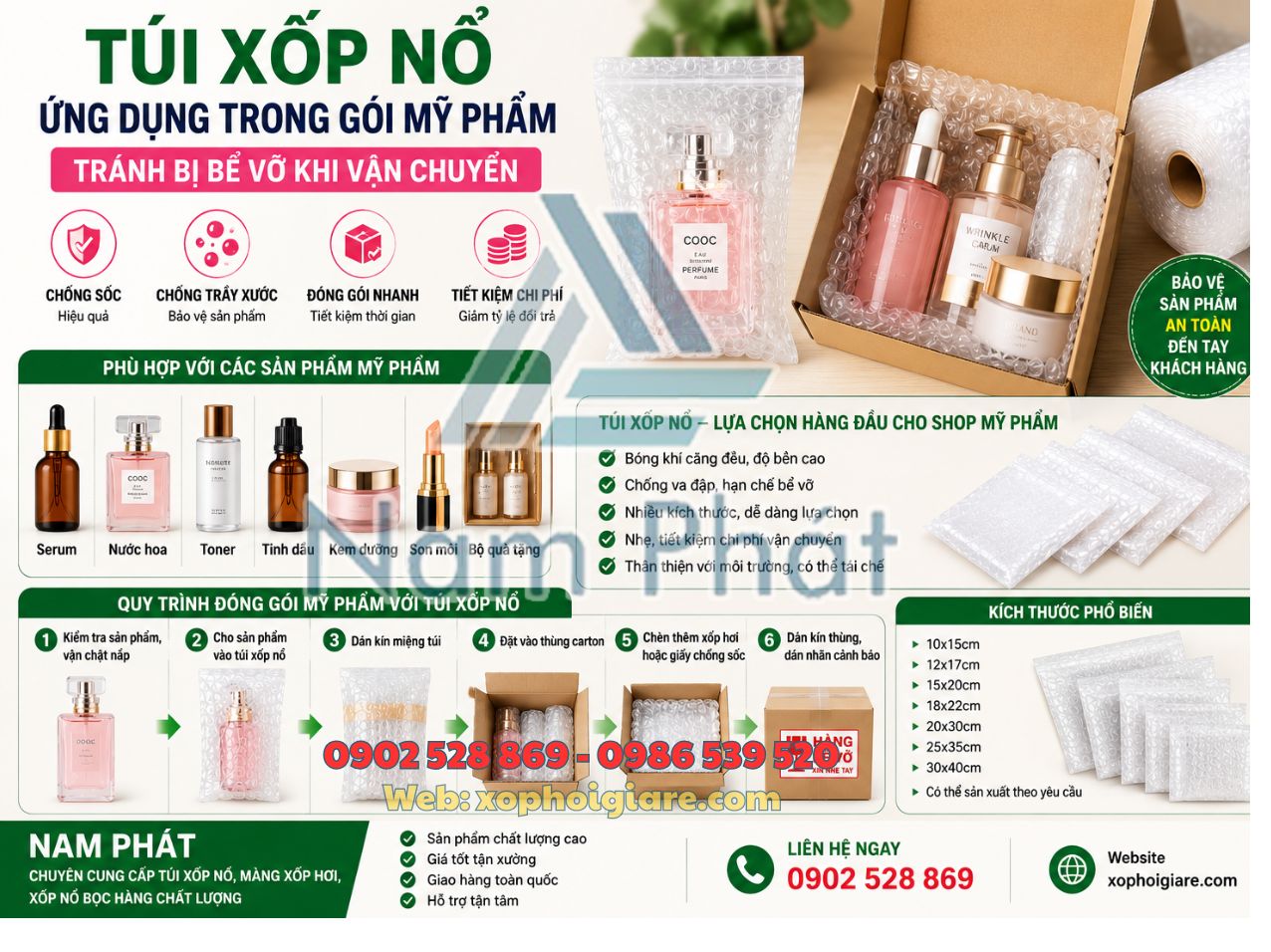 Túi xốp nổ bọc mỹ phẩm